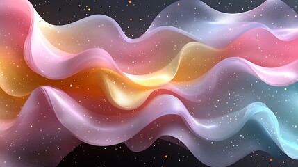 Wall Mural - abstract colorful wavy background with glowing particles.