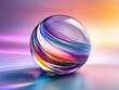 © kwangze - Colorful glass sphere with light reflections, artistic abstract background.