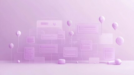 Aufkleber - Abstract digital communication illustration in soft purple tones.