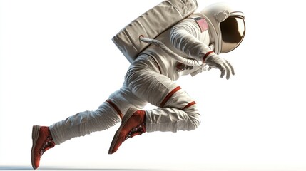 Aufkleber - An astronaut in a spacesuit running energetically against a bright background.