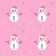 © Nalintip - Pink Christmas seamless pattern with Snowman