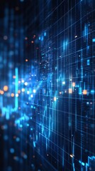 Poster - Abstract digital data stream with glowing lines and charts.