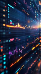 Aufkleber - Abstract digital data streams and graphs on a screen, showing dynamic financial or technological information.
