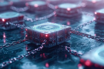 Blockchain technology, abstract background. Generative AI