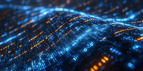 abstract digital background with binary code and data curves, representing the power of big data vis