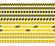 © Iryna - Police road sign. Warning barrier tapes for danger places. Do not cross yellow black tape. Set of caution crime scene bands. Seamless striped boundary lines. Vector illustration.