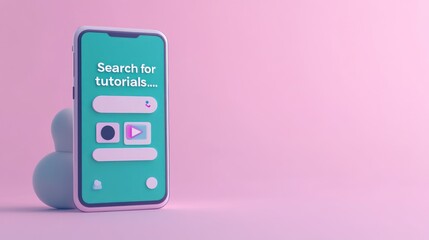 Aufkleber - A smartphone displaying a tutorial search interface on a pastel background.