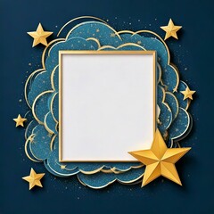 Wall Mural - imaginative drawing of universe and stars space in the frame to insert the text