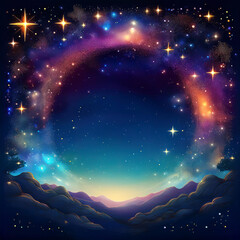 Wall Mural - imaginative drawing of universe and stars space in the frame to insert the text