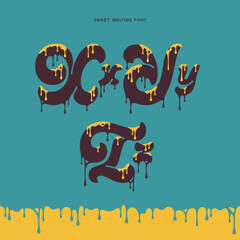 Wall Mural - vector alphabet set of letters with viscous liquid dripping effect. smooth font with melting two col