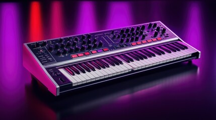 Aufkleber - A synthesizer keyboard with various controls and a sleek design, used for music production.