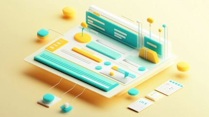 Poster - A colorful, modern digital interface design showcasing various UI elements and components.