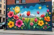 © Ekaterina Elagina - artistic view of spring street art. Colorful wall painting with the word 'SPRING'