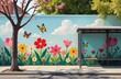 © Ekaterina Elagina - artistic view of spring street art. Colorful wall painting with the word 'SPRING'