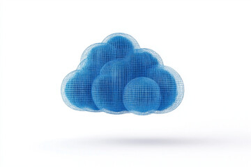 Wall Mural - futuristic data cloud, tech symbol, glowing particles, cyber blue tones, isolated on white background