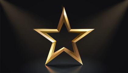 Wall Mural - Star best podium award sign, golden object. Vector