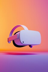 Wall Mural - Prototype mockup of a VR headset with realistic render details, set against a modern, gradient background for a futuristic look