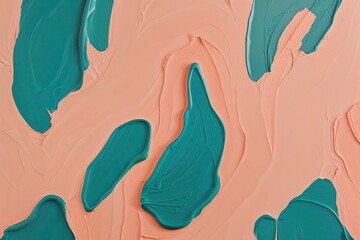 Peach and Teal Abstract Acrylic Wall Art with Textured Paint for Contemporary Decor