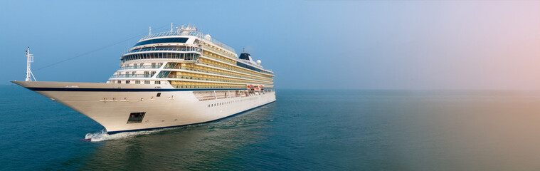 Wall Mural - cruise ship, cruise liners beautiful white cruise ship above luxury cruise in the ocean sea concept 