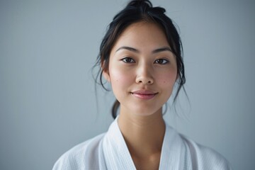 Stunning Asian woman with chic makeup and sleek hairstyle