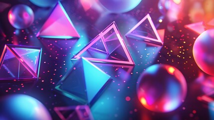 Wall Mural - Neon Geometric Shapes Abstract Background