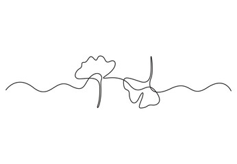 Wall Mural - Ginkgo flower continuous one line drawing vector illustration. Pro vector