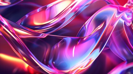 Wall Mural - Abstract Neon Liquid Flow Vibrant Pink, Purple, and Blue Swirls