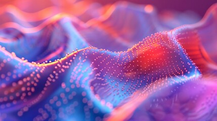 Wall Mural - Abstract Colorful 3D Render of a Wavy Surface with Dots