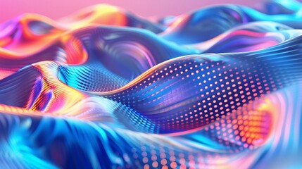 Wall Mural - Abstract Vibrant Waves of Light and Color 3D Render of Dynamic Fluid Texture