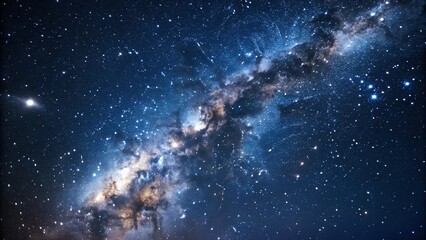 Wall Mural - deep space with numerous stars and galaxies in a dark blue background, universe, stellar, cosmos