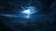 © EnelEva - A powerful lightning strike illuminating the night sky over an urban landscape, symbolizing nature's raw power and beauty.