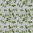 © Khrystyna Turchyn - Leaves Branch on Gray Background Seamless Pattern Design