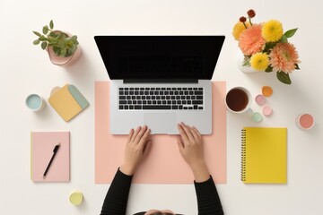 female graphic designer computer table furniture.