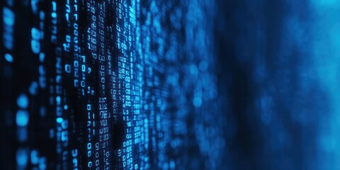 Blue digital binary blue background data.
