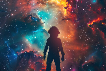 Wall Mural - manga space adventurer exploring starry cosmos in vibrant outfit