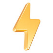 © Игорь Жуков - 3d golden charger symbol. Gold sign thunder. Symbol of energy, danger. Minimalistic electrical discharge. Vector illustration.