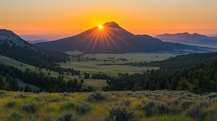 Wall Mural - Sunrise Over Mountain Peak