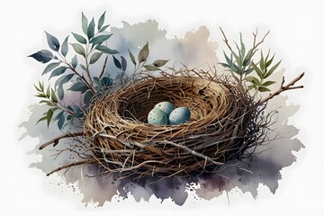 Nest in watercolor style