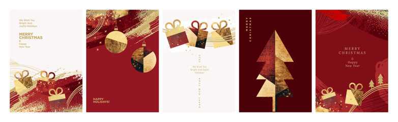 Set of illustrations on the theme of Christmas and New Year. Vector concepts for greeting card, party invitation card, website banner, social media banner, marketing material.