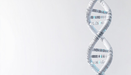 Futuristic dna double helix rotating on white background