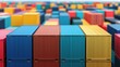 © nattapon98 - A vibrant array of shipping containers stacked in various colors, creating a visually striking pattern in a logistics environment.