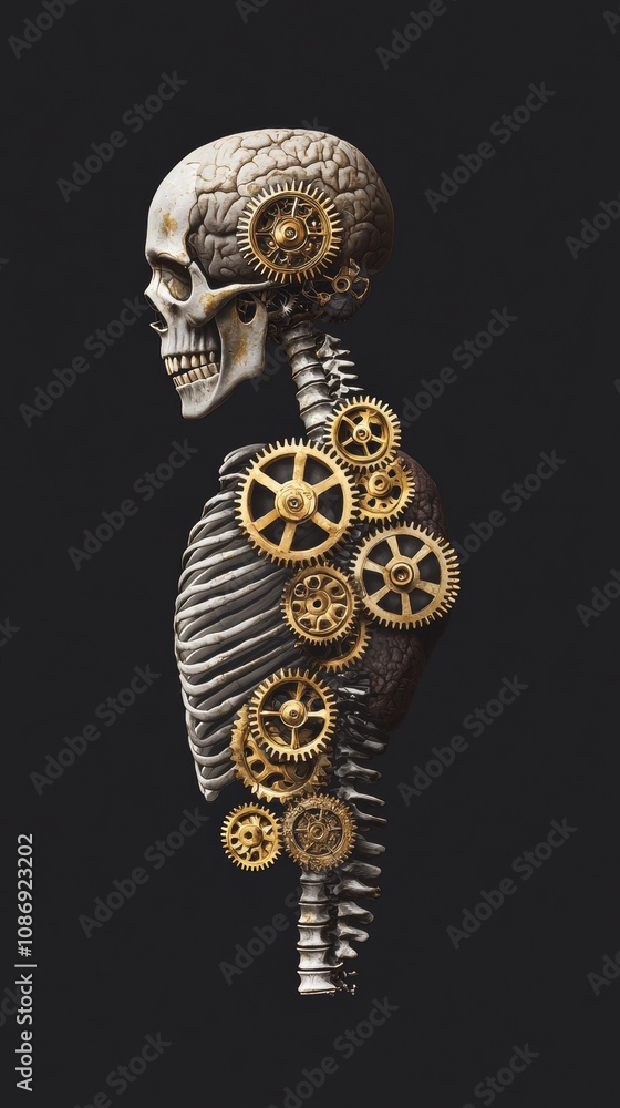 Clockwork anatomy, An anatomical diagram where the organs and skeletal ...