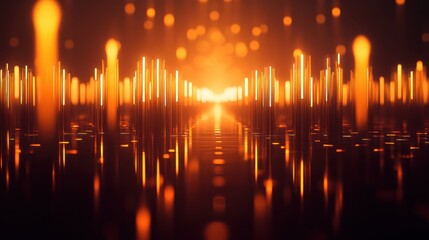 Aufkleber - Dynamic sound waves visualization digital art abstract space warm atmosphere high angle viewpoint