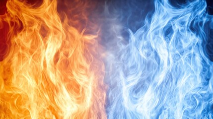 Aufkleber - Dynamic contrast of fire and ice abstract art digital illustration vibrant colors creative concept
