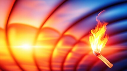 Aufkleber - Igniting passion with a matchstick flame abstract background digital art vibrant colors dynamic viewpoint
