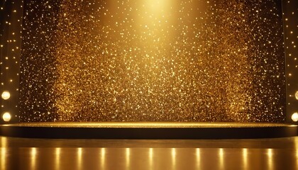 Wall Mural - Abstract background with stage lights dark gold room for product display on stage in theater or studio 852