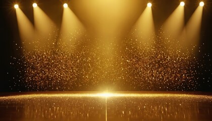 Wall Mural - Abstract background with stage lights dark gold room for product display on stage in theater or studio 500