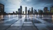 © ArpPSIqee - Empty square floor with city skyline background, Metropolitan Tranquility cityscape photography, daytime lighting