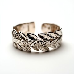 Elegant silver leaf bracelet on a white isolated background