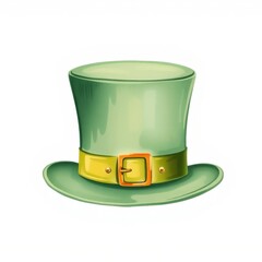 Wall Mural - A vibrant watercolor illustration of a green top hat adorned with a yellow buckle, capturing the spirit of St. Patrick's Day festivities and traditional Irish celebrations, on a white background